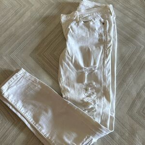 FRAME Denim Women’s Le Skinny de Jeanne White Stretch Ripped Jeans - Size 28